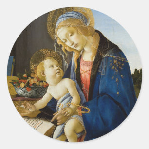 Adesivo Redondo Madona do Livro de Botticelli Religião