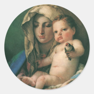Adesivo Redondo Madona do Tentilhão por Tiepolo, Arte Antiga
