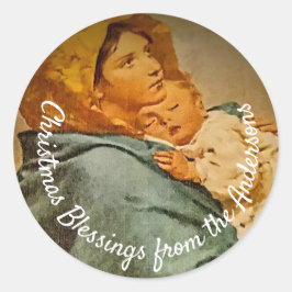 Adesivo Redondo Madona Personalizada e Criança