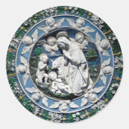 Adesivo Redondo Madonna Adoring the Child por Della Robbia