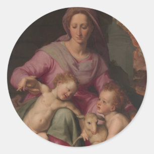 Adesivo Redondo Madonna & criança com St John o baptista
