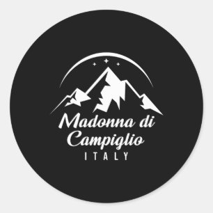 Adesivo Redondo Madonna Di Campiglio Itália Ski Resort Skib Snowb