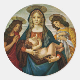Adesivo Redondo Madonna e a criança de Botticelli