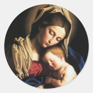 ADESIVO REDONDO MADONNA E CRIANÇA