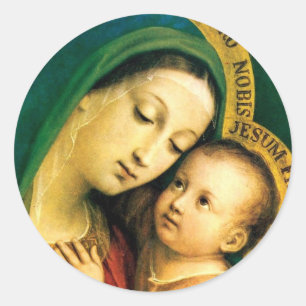 ADESIVO REDONDO MADONNA E CRIANÇA