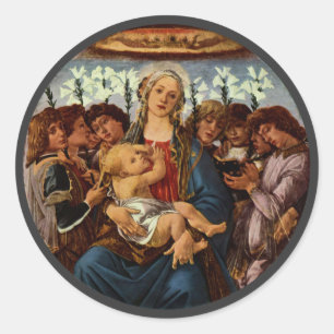 Adesivo Redondo Madonna e Criança com Oito Anjos por Botticelli