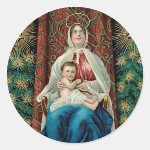 Adesivo Redondo Madonna e criança do cristo