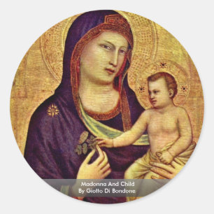 Adesivo Redondo Madonna e criança por Giotto Di Bondone