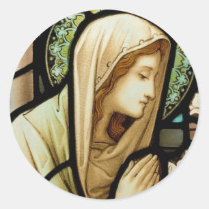 Adesivo Redondo Madonna em Prayer, Vidro Mantido