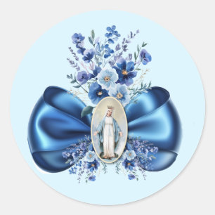 Adesivo Redondo Madre Abençoada Maria Floral Religiosa Católica