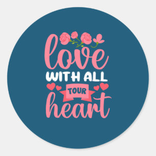 Adesivo Redondo Madre Art Love With All Tour Heart
