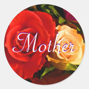 Adesivo Redondo Madre Red Yellow Rose Sticker