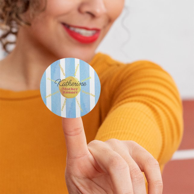 Adesivo Redondo Madre Runner Yellow Sunshine Watercolor Personaliz (Criador carregado)