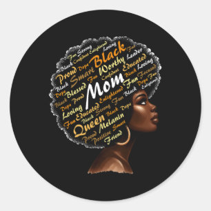 Adesivo Redondo Mãe Afro História Negra Mês Blm Melanin Mot