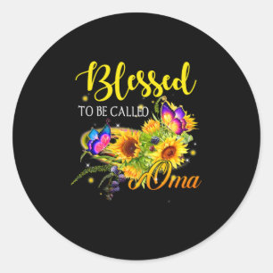 Adesivo Redondo Mãe Arte Abençoada A Ser Chamada Oma Sunflower