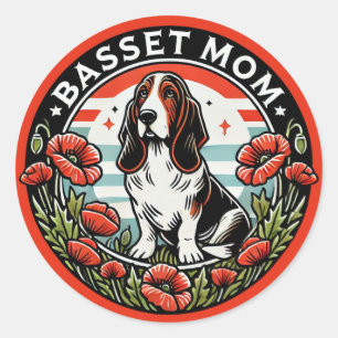 Adesivo Redondo Mãe Basset