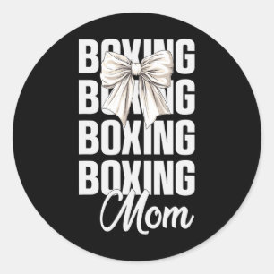 Adesivo Redondo Mãe Boxeadora Coquete Laço Amantes de Boxe Mães Fo