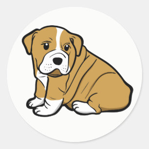 Adesivo Redondo Mãe Bulldog Fofa Cachorro Bulldog Inglês
