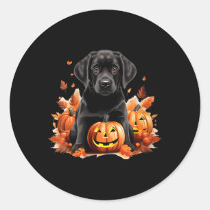 Adesivo Redondo Mãe Cachorro Lab Negro Pai Dia das Bruxas Outono C