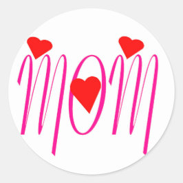 Adesivo Redondo Mãe com Corações Vermelhos