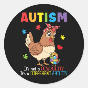 Adesivo Redondo Mãe Consciente do Autismo Galinha Habilidade Difer