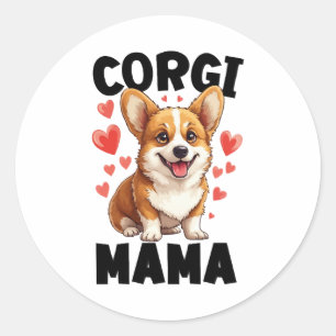 Adesivo Redondo Mãe Corgi - Mãe Corgi Fofa