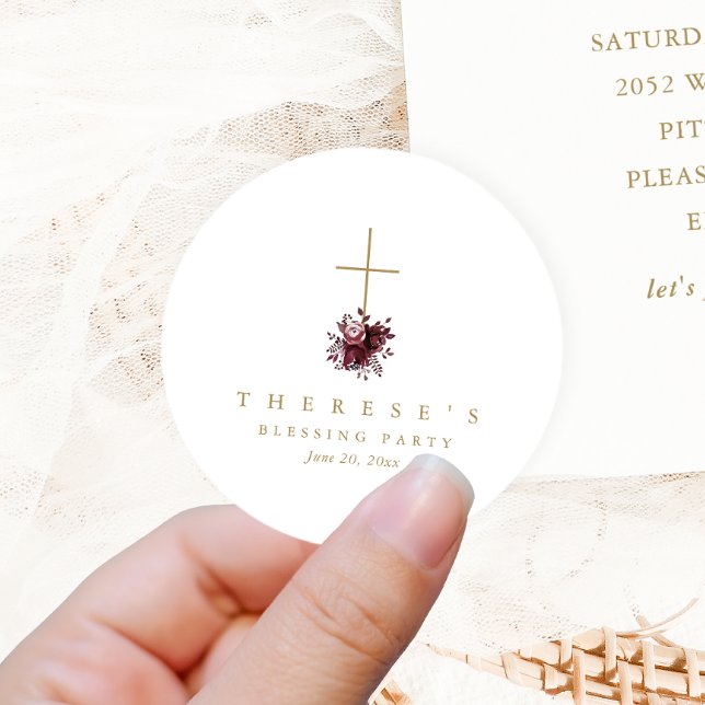 Adesivo Redondo Mãe Cristã Cruzada Floral e Bênção Bebê (Criador carregado)