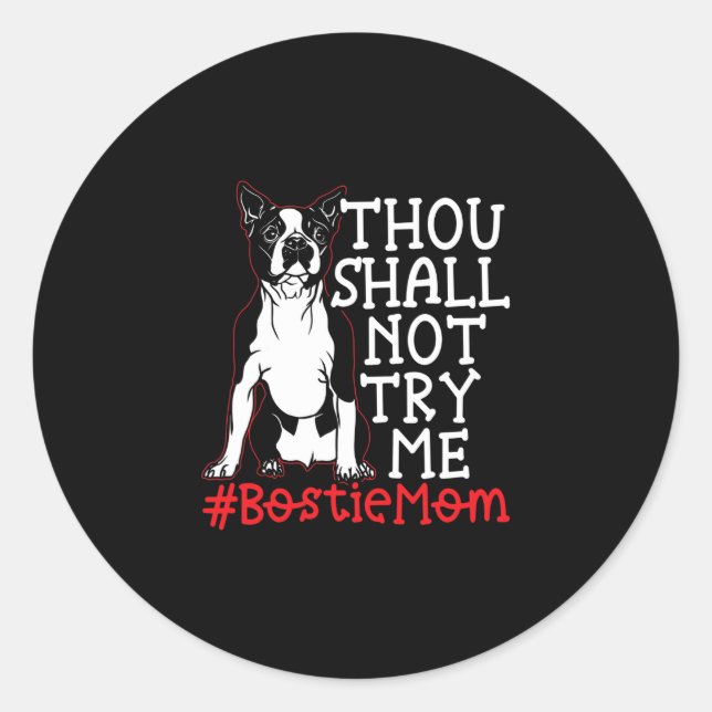 Adesivo Redondo Mãe Custa Boston Terrier Dog Lover (Frente)