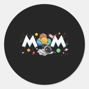 Adesivo Redondo Mãe Da Família Espacial Encantada Do Astronauta Bi