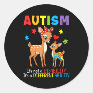 Adesivo Redondo Mãe de Autismo Conscientização Cervo Habilidade Di