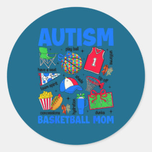 Adesivo Redondo Mãe de basquete autismo mama conscientização do au