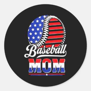 Adesivo Redondo Mãe de Beisebol Bandeira Americana Mãe