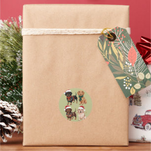 Adesivo Redondo Mãe de cachorro de Natal Dachshund Amante Presente