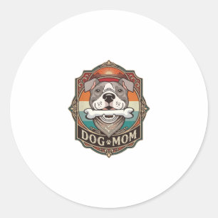Adesivo Redondo Mãe de Cachorro Osso Bandana Antigo Quadro_1