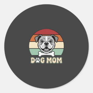 Adesivo Redondo Mãe de Cachorro Retro Bulldog Vetor