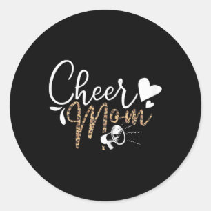Adesivo Redondo Mãe de Cheerleading Engraçada Estampa de Leopardo