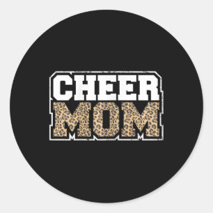 Adesivo Redondo Mãe de Cheerleading Engraçada Estampa de Leopardo
