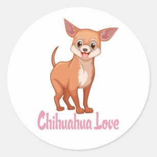 Adesivo Redondo Mãe de Chihuahua Fofo Resgate de Cachorro Bebê Olá