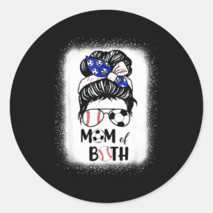 Adesivo Redondo Mãe de futebol americano de bun messy mãe de beise