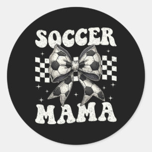 Adesivo Redondo Mãe de Futebol Engraçado Coquette Laço Mamãe Mamãe