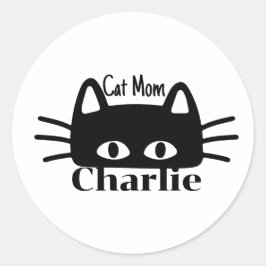 Adesivo Redondo Mãe de gato nome de gato personalizado