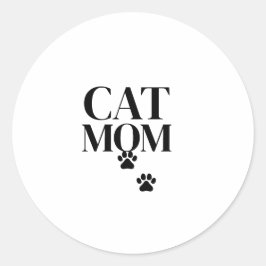 Adesivo Redondo Mãe de gato simples e fofa