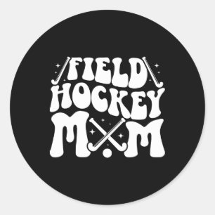 Adesivo Redondo Mãe de Hockey de Campo Mãe Groovy de um Jogador de