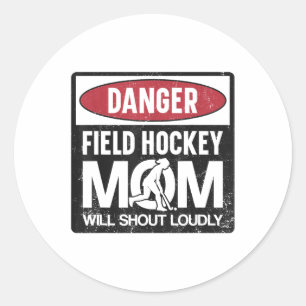 Adesivo Redondo Mãe de Hockey de Campo Perigo Mãe de Hockey de Cam