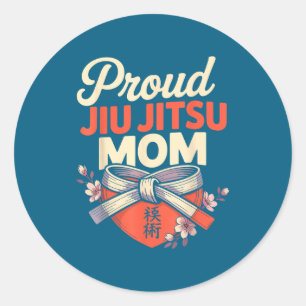 Adesivo Redondo Mãe de Jiu Jitsu Design Retro