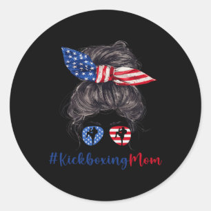 Adesivo Redondo Mãe de Kickboxing Bandeira Americana Presente do D