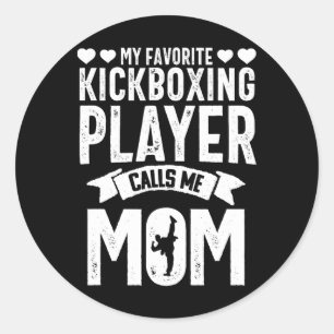 Adesivo Redondo Mãe de Kickboxing Mama Engraçado Artes Marciais Ca
