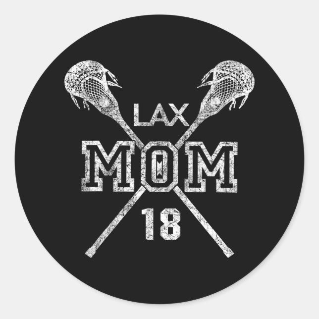 Adesivo Redondo Mãe de Lax #18 Lacrosse Jogador de Mãe Número 18 d (Frente)