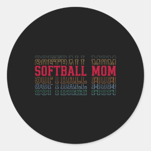 Adesivo Redondo Mãe de Softbol Engraçado Texto Camadas Mãe Mãe Tre