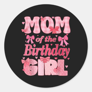 Adesivo Redondo Mãe Do Arco De Coquetes Rosa Da Família Birthday G